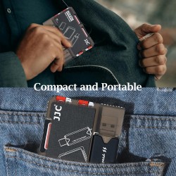 Étui de rangement compact et fin pour cartes SD MSD TF avec lecteur de carte mémoire USB 3.0, stockage pour 2 cartes SD SDHC SDX