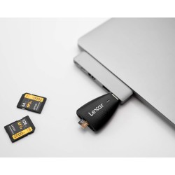 Lexar Multi-Cartes 2 in 1 USB 3.1 Lecteur, Jusqu'à 312 Mo/s pour Carte SD UHS-I UHS-II et Carte Micro SD, Adaptateur Compatible 
