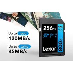 Lexar High-Performance 800x Carte SD 128Go, Carte Memoire SDXC UHS-I, Jusqu'à 120 Mo/s en Lecture, 45 Mo/s en écriture (LSD08001