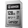 Lexar armor argent pro carte sd 128 go, carte mémoire sd uhs-ii, acier inoxydable, c10, u3, v60, vidéo uhd 6k, jusqu'à 280 mo/s 