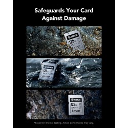 Lexar armor argent pro carte sd 128 go, carte mémoire sd uhs-ii, acier inoxydable, c10, u3, v60, vidéo uhd 6k, jusqu'à 280 mo/s 