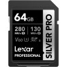 Lexar argent pro carte sd 64go, carte mémoire sd uhs-ii, v60, u3, c10, jusqu'à 280mo/s en lecture, 130mo/s en écriture, carte sd