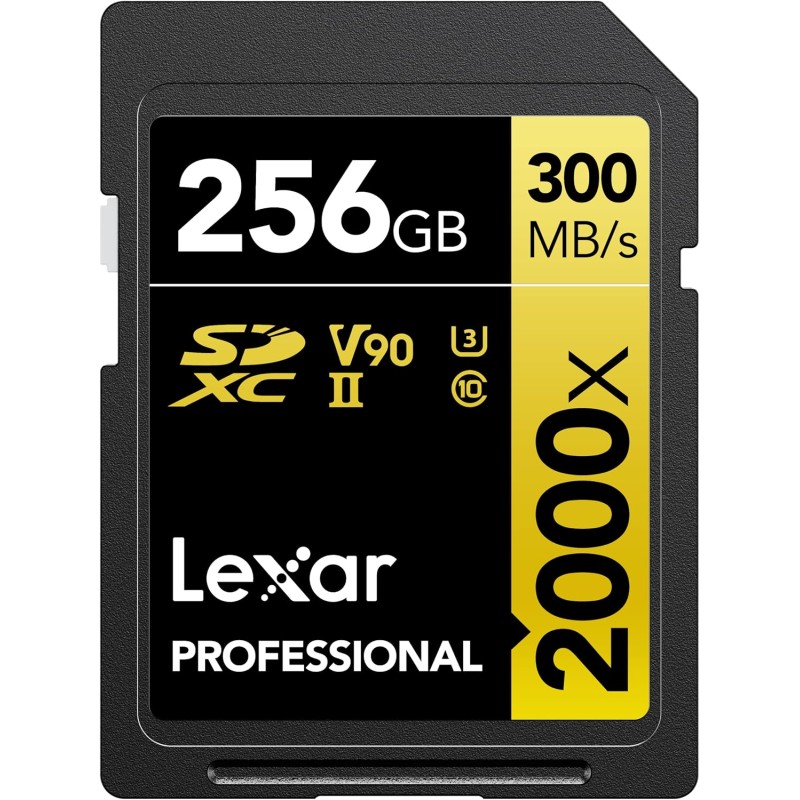 Lexar Professional 2000x Carte SD 256 Go, Carte mémoire SDXC UHS-II sans Lecteur, Jusqu'à 300 Mo/s en Lecture, pour DSLR, caméra