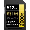 Lexar Professional 2000x Carte SD 512 Go, Carte mémoire SDXC UHS-II sans Lecteur, Jusqu'à 300 Mo/s en Lecture, pour DSLR, caméra