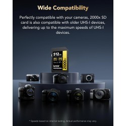 Lexar Professional 2000x Carte SD 512 Go, Carte mémoire SDXC UHS-II sans Lecteur, Jusqu'à 300 Mo/s en Lecture, pour DSLR, caméra