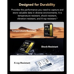 Lexar Professional 2000x Carte SD 512 Go, Carte mémoire SDXC UHS-II sans Lecteur, Jusqu'à 300 Mo/s en Lecture, pour DSLR, caméra