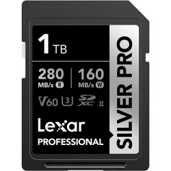 Lexar argent pro carte sd 1to, carte mémoire sd uhs-ii, v60, u3, c10, jusqu'à 280mo/s en lecture, 160mo/s en écriture, carte sdx