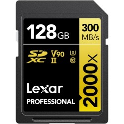Lexar Professional 2000x Carte SD 128Go, Carte mémoire SDXC UHS-II sans Lecteur, Jusqu'à 300 Mo/s en Lecture, pour DSLR, caméras
