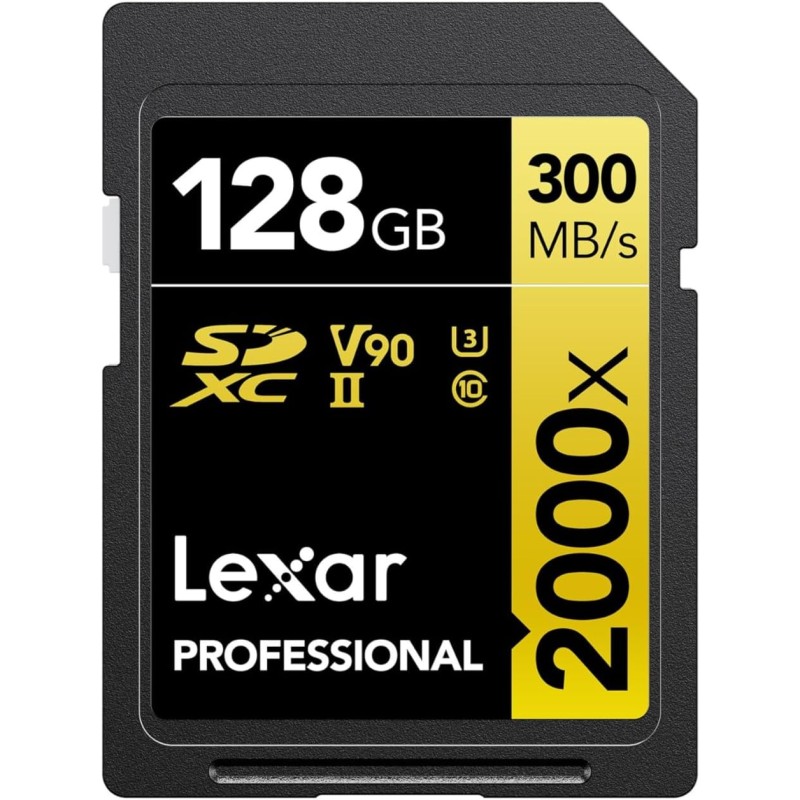 Lexar Professional 2000x Carte SD 128Go, Carte mémoire SDXC UHS-II sans Lecteur, Jusqu'à 300 Mo/s en Lecture, pour DSLR, caméras