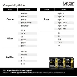 Lexar Professional 2000x Carte SD 128Go, Carte mémoire SDXC UHS-II sans Lecteur, Jusqu'à 300 Mo/s en Lecture, pour DSLR, caméras