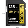 Lexar Professional 2000x Carte SD 128Go, Carte mémoire SDXC UHS-II sans Lecteur, Jusqu'à 300 Mo/s en Lecture, pour DSLR, caméras