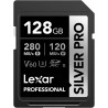 Lexar argent pro carte sd 128go, carte mémoire sd uhs-ii, v60, u3, c10, jusqu'à 280mo/s en lecture, 120mo/s en écriture, carte s