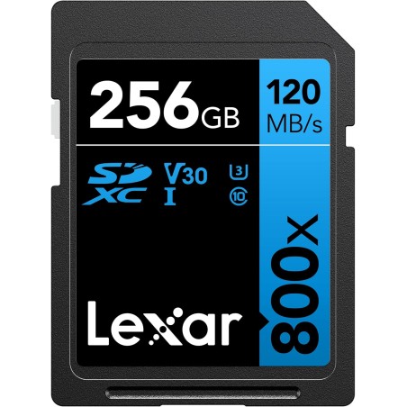 Lexar High-Performance 800x Carte SD 256 Go, Carte Memoire SDXC UHS-I, Jusqu'à 120 Mo/s en lecture, 45 Mo/s en écriture (LSD0800