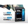 Lexar High-Performance 800x Carte SD 256 Go, Carte Memoire SDXC UHS-I, Jusqu'à 120 Mo/s en lecture, 45 Mo/s en écriture (LSD0800