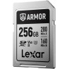 Lexar armor argent pro carte sd 256 go, carte mémoire sd uhs-ii, acier inoxydable, c10, u3, v60, vidéo uhd 6k, jusqu'à 280 mo/s 