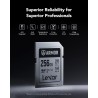 Lexar armor argent pro carte sd 256 go, carte mémoire sd uhs-ii, acier inoxydable, c10, u3, v60, vidéo uhd 6k, jusqu'à 280 mo/s 