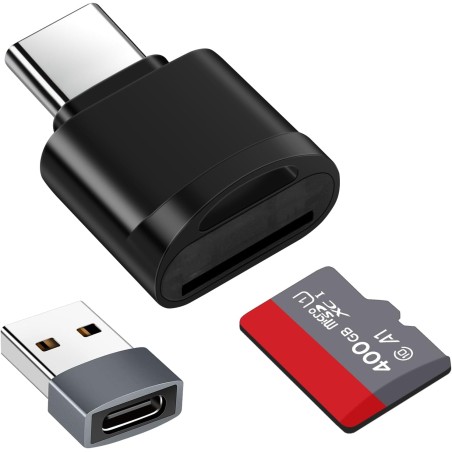 Lecteur de Carte TF, Lecteur de Carte Micro SD, Adaptateur de Lecteur de Carte Mémoire TF Type C avec Adaptateur USB C vers USB 