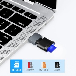 Lecteur de Carte TF, Lecteur de Carte Micro SD, Adaptateur de Lecteur de Carte Mémoire TF Type C avec Adaptateur USB C vers USB 