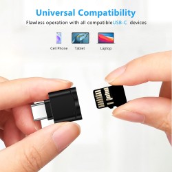 Lecteur de Carte TF, Lecteur de Carte Micro SD, Adaptateur de Lecteur de Carte Mémoire TF Type C avec Adaptateur USB C vers USB 