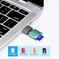 Lecteur de Carte TF, Lecteur de Carte Micro SD, Adaptateur de Lecteur de Carte Mémoire TF Type C avec Adaptateur USB C vers USB 