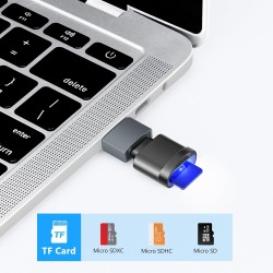 Lecteur de Carte TF, Lecteur de Carte Micro SD, Adaptateur de Lecteur de Carte Mémoire TF Type C avec Adaptateur USB C vers USB 
