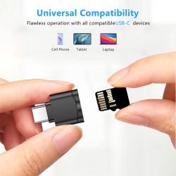 Lecteur de Carte TF, Lecteur de Carte Micro SD, Adaptateur de Lecteur de Carte Mémoire TF Type C avec Adaptateur USB C vers USB 