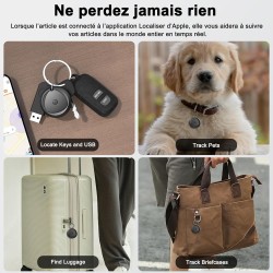 Raykit Air Tag Tracker, Localisateurs D'objets, Smart Tag, Traceur, Localisateur De Clés, Compatible with Find My(iOS Only) (Noi