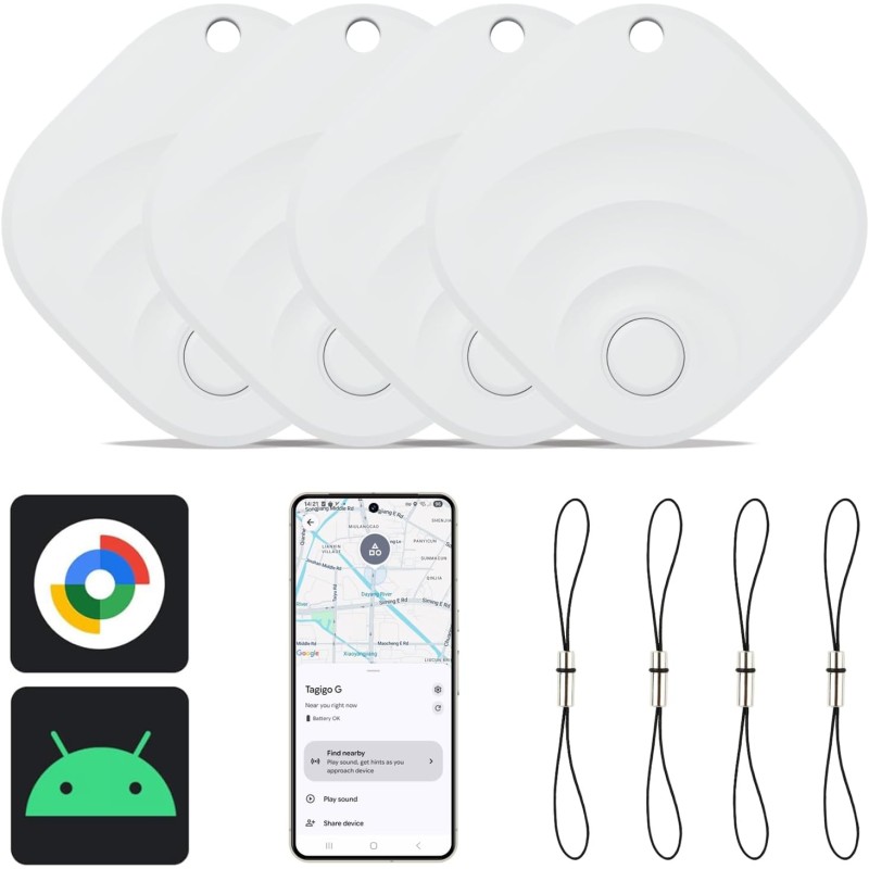 Reyke Android Tracker, Air Smart Tag Compatible avec Google Find My (Android Seulement), Traceur pour clés, Bagages, Valise, Por