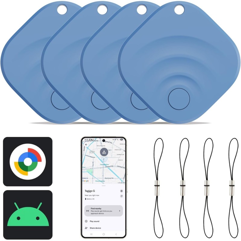 Reyke Android Tracker, Air Smart Tag Compatible avec Google Find My (Android Seulement), Traceur pour clés, Bagages, Valise, Por