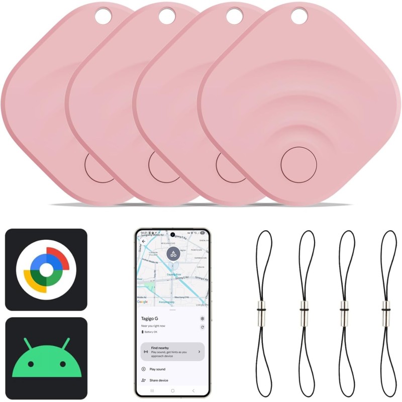 Reyke Android Tracker, Air Smart Tag Compatible avec Google Find My (Android Seulement), Traceur pour clés, Bagages, Valise, Por