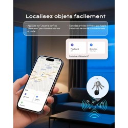 Air Smart Tag Finder Traceur, Compatible Apple « Find My » (iOS Uniquement), pour Valises/Sacs/Clés/Vélos/Cartables, Pile Amovib