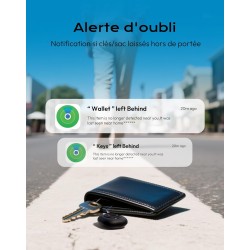 Air Smart Tag Finder Traceur, Compatible Apple « Find My » (iOS Uniquement), pour Valises/Sacs/Clés/Vélos/Cartables, Pile Amovib