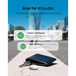 Air Smart Tag Finder Traceur, Compatible Apple « Find My » (iOS Uniquement), pour Valises/Sacs/Clés/Vélos/Cartables, Pile Amovib