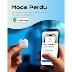 Air Smart Tag Finder Traceur, Compatible Apple « Find My » (iOS Uniquement), pour Valises/Sacs/Clés/Vélos/Cartables, Pile Amovib