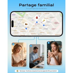Air Smart Tag Finder Traceur, Compatible Apple « Find My » (iOS Uniquement), pour Valises/Sacs/Clés/Vélos/Cartables, Pile Amovib