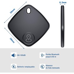 Traceur Tag Lot de 4, Localisateurs d'objets Compatible avec Apple Find My (iOS Uniquement), Batterie Remplaçable, Localisateur 