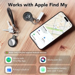 Air Tracker Tags 5 Pack Noir, Tracker de Valise Compatible avec Apple Où est ? Application (iOS Uniquement), localisateur de clé