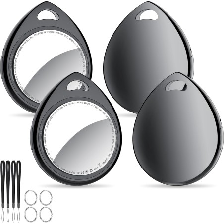 Air tags lot de 4 noir 2026, traceur bleutooth anti-perte avec batterie remplaçable, compatible avec l’app localiser (ios), bali