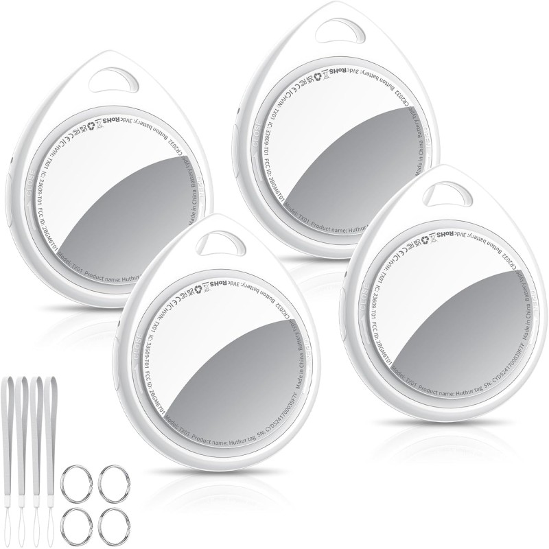 Air tags lot de 4 blanc, localisateur bleutooth d'objets compatible avec l'application localiser d'apple (uniquement ios),locali