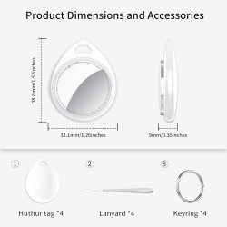 Air tags lot de 4 blanc, localisateur bleutooth d'objets compatible avec l'application localiser d'apple (uniquement ios),locali