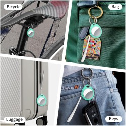 Air tags lot de 4 cyan menthe, traceur bleutooth anti-perte avec batterie remplaçable, compatible avec l’app localiser (ios), ba