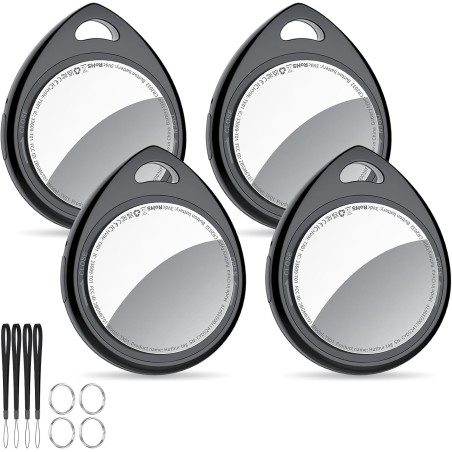 Air tags, traceur d’objets bleutooth avec pile remplaçable, 4 pack noir, compatible avec l’application localiser d’apple (ios un