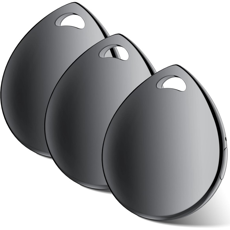 Air tags lot de 3 noir 2025, traceur bleutooth anti-perte avec batterie remplaçable, compatible avec l’app localiser (ios), bali