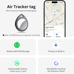 Air tags lot de 3 noir 2025, traceur bleutooth anti-perte avec batterie remplaçable, compatible avec l’app localiser (ios), bali