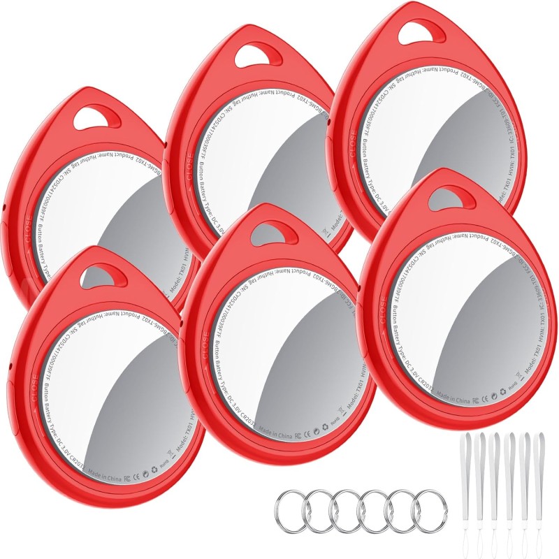 Traceur tags 6p rouge, localisateur bleutooth d'objets compatible avec l'application localiser d'apple (uniquement ios), localis