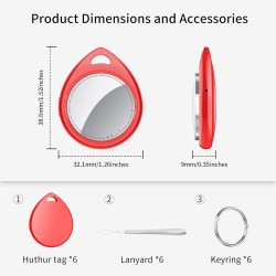 Traceur tags 6p rouge, localisateur bleutooth d'objets compatible avec l'application localiser d'apple (uniquement ios), localis