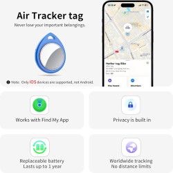 Air tags lot de 4 bleu, traceur bleutooth anti-perte avec batterie remplaçable, compatible avec l’app localiser (ios), balise in