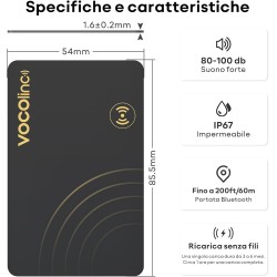 Vocolinc rechargeable wallet tracker card fin 1.6mm, air tag traceur compatible avec apple localiser app (ios uniquement), bleut