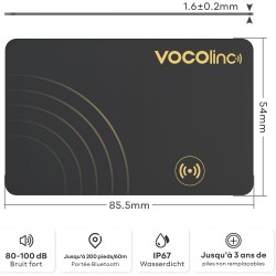 Vocolinc wallet tracker fin 1.6mm, smart air tag traceur compatible avec apple localiser (ios uniquement), traqueur bleutooth lo