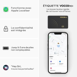 Vocolinc wallet tracker 2 pack ultra-fin 1.6mm, air tag traceur compatible avec apple localiser (ios uniquement), bleutooth loca